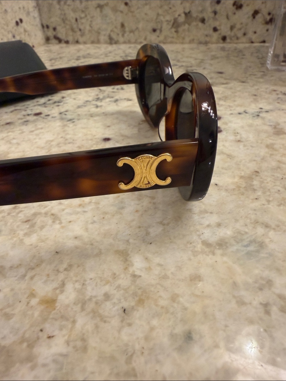 Celine Oval Tortoiseshell Sunglasses with Dark Lenses - Picture 4 of 4
